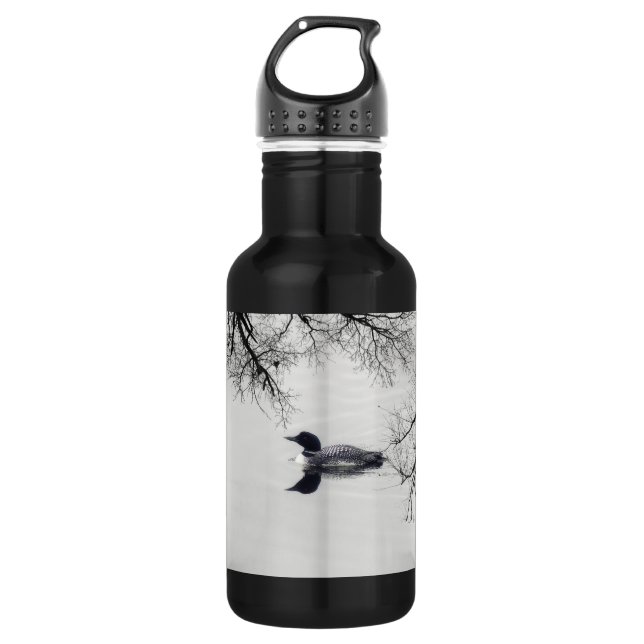 Common Loon Swims in a Northern Lake in Winter 532 Ml Water Bottle (Front)