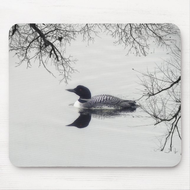 Common Loon Swims in a Northern Lake in Winter Mouse Pad (Front)