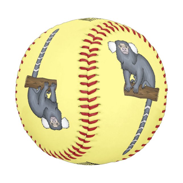 Common marmoset cartoon illustration baseball (Angled)
