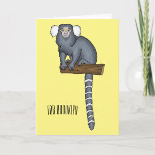 Common marmoset cartoon illustration card