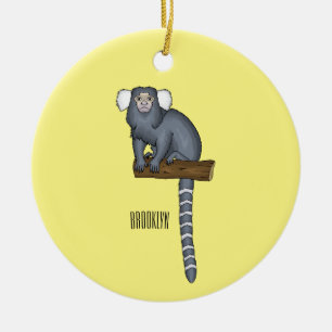 Common marmoset cartoon illustration ceramic tree decoration