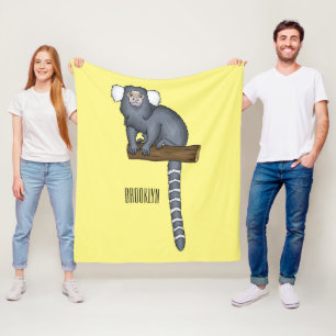 Common marmoset cartoon illustration fleece blanket