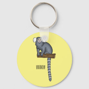 Common marmoset cartoon illustration key ring