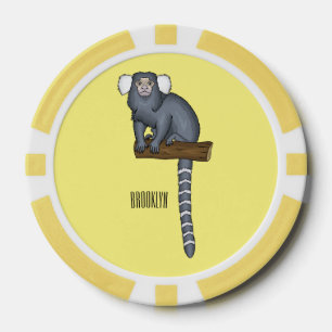 Common marmoset cartoon illustration poker chips