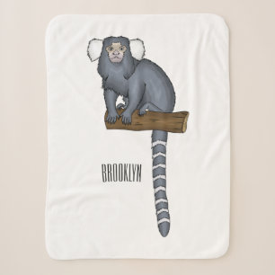 Common marmoset cartoon illustration sherpa blanket