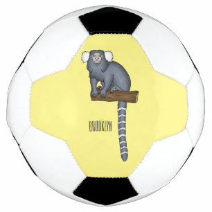 Common marmoset cartoon illustration soccer ball