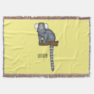Common marmoset cartoon illustration throw blanket