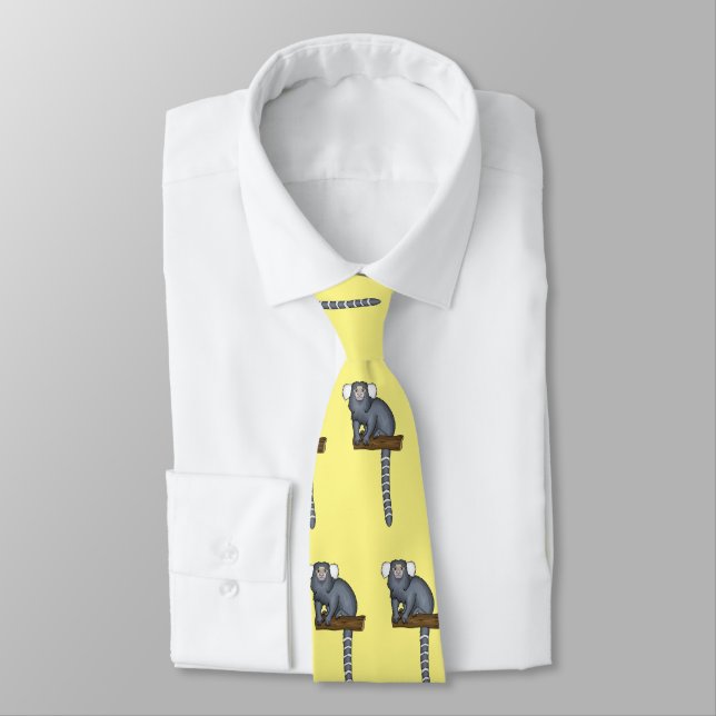 Common marmoset cartoon illustration tie (Tied)