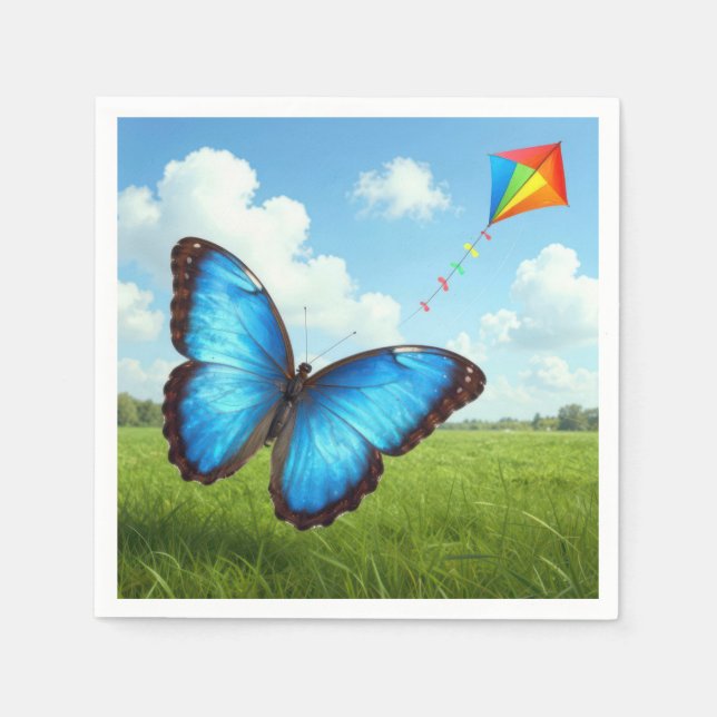 Common Morpho Butterfly Flying a Kite Napkin (Front)