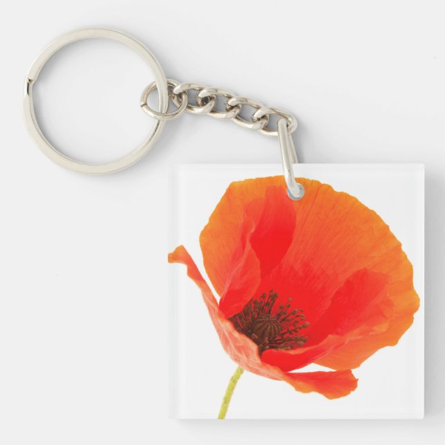 Common Poppy flower Key Ring (Front)