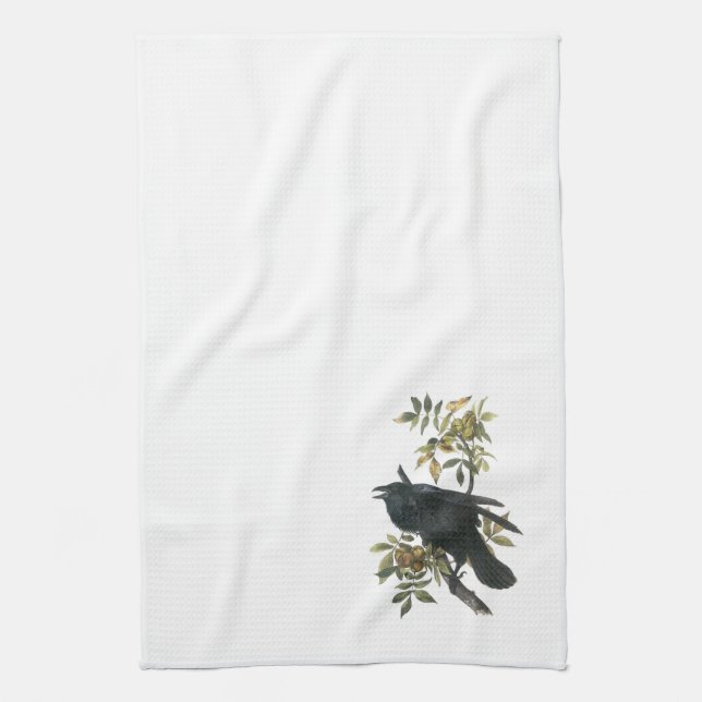 Common Raven by Audubon Tea Towel (Vertical)
