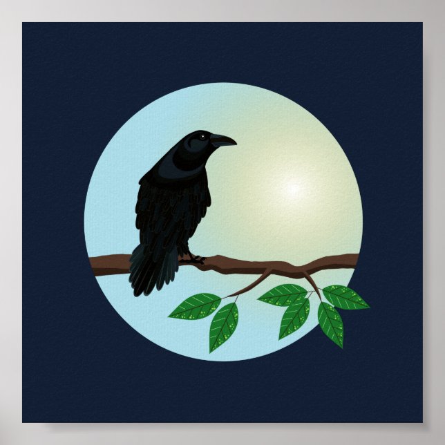 Common Raven illustration Poster (Front)