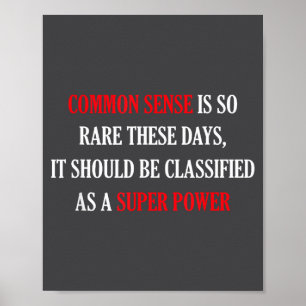 Common Sense Is So Rare Funny Sarcastic Poster