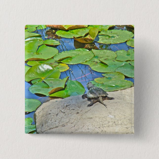 Common Snapping Turtle - Chelydra serpentina 15 Cm Square Badge (Front)
