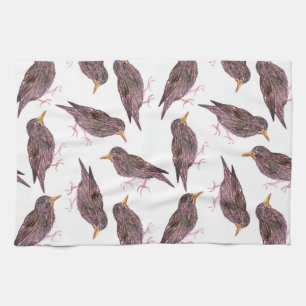Common starling or European starling birds Tea Towel