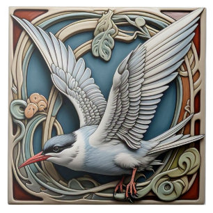 Common Tern - Art Nouveau Ceramic Tile