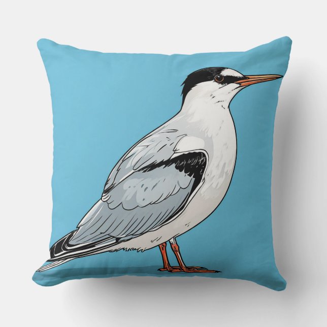 Common Tern bird on Blue Background Cushion (Front)