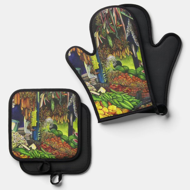 Common Threads of Human Interactions, Budapest Oven Mitt & Pot Holder Set (Front/Back)