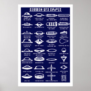 Common UFO Shapes Art Print Sci-Fi Flying Saucer