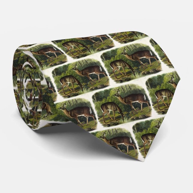 Common (White-tailed) Deer - Audubon's Quadrupeds Tie (Rolled)