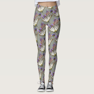 Common Yellow Swallowtail On Lilac Flowers Black O Leggings
