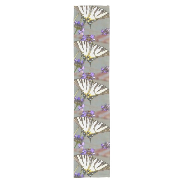 Common Yellow Swallowtail On Lilac Flowers Black O Short Table Runner (Front)