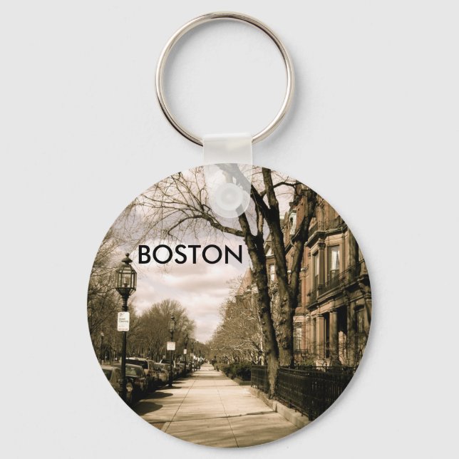 Commonwealth Avenue Neighbourhood (sepia) Key Ring (Front)