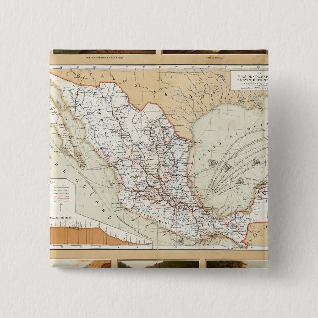 Communication and Transportation of Mexico 15 Cm Square Badge (Front)