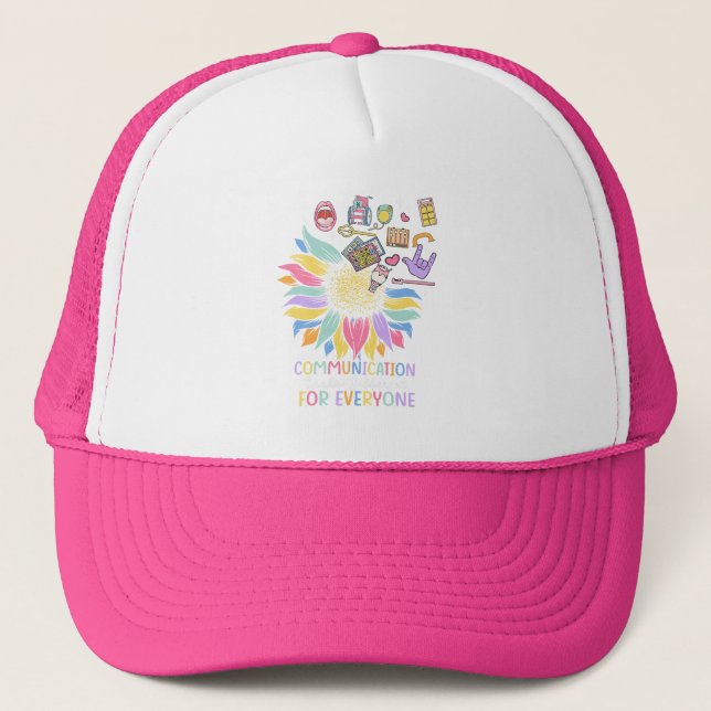 Communication Looks Different For Everyone Sunflow Trucker Hat (Front)