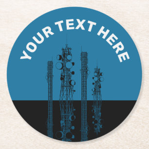 Communication Towers Round Paper Coaster
