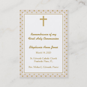 Communion Beige with Gold Polka Dots Business Card