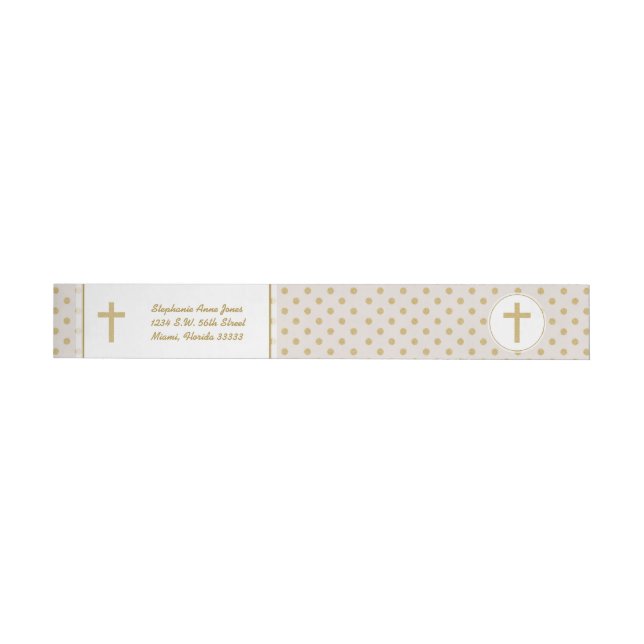 Communion Beige with Gold Polka Dots Wrap Around Label (Individual)