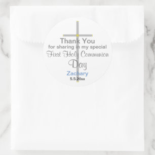 Communion Boy Thank You Round Stickers