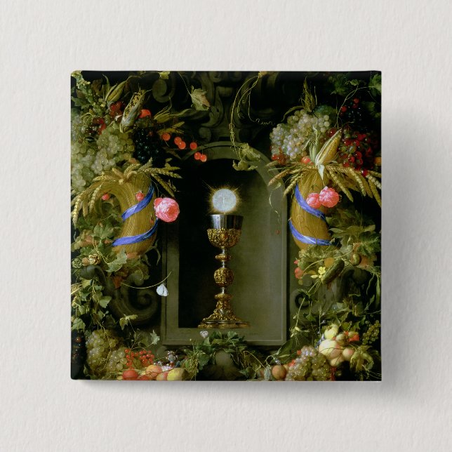 Communion cup and host 15 cm square badge (Front)