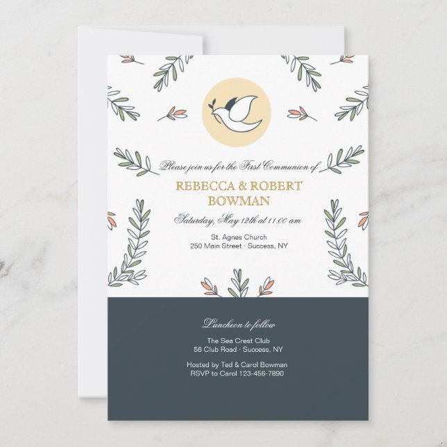 Communion Dove Invitation (Front)