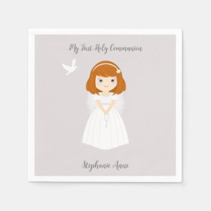Communion Dove Redhead Girl Napkin