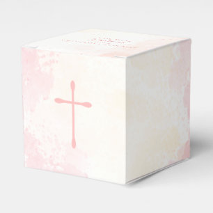 Communion Flowers Pink Watercolors Favour Box
