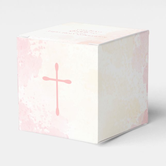 Communion Flowers Pink Watercolors Favour Box (Front Side)
