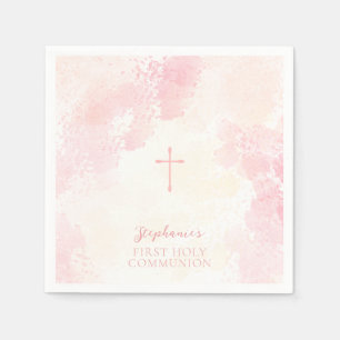 Communion Flowers Pink Watercolors Napkin