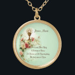 Communion Host Pink Flowers  Chalice Lace Gold Plated Necklace<br><div class="desc">This is a beautiful traditional Catholic vintage image of the Sacred Host (Communion) above the chalice with spring flowers. Text and fonts may be modified. We also offer matching Communion invitations, cards, favours, stickers, etc., with this design. Visit the Shower of Roses Shoppe on Zazzle and browse our large First...</div>