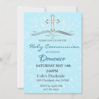 Communion Invitation Blue