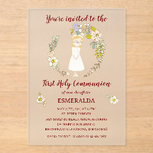Communion Invitation on acrylic ESMERALDA
