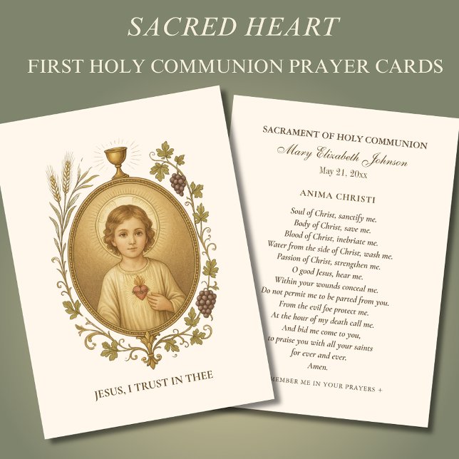 Communion Jesus Heart  Remembrance Holy Card (Creator Uploaded)
