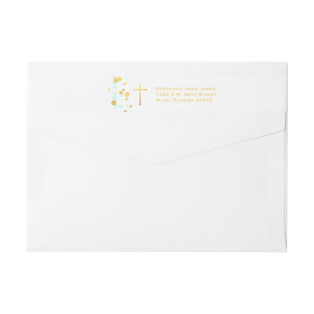 Communion Mint and Gold Confetti Wrap Around Label (Back)