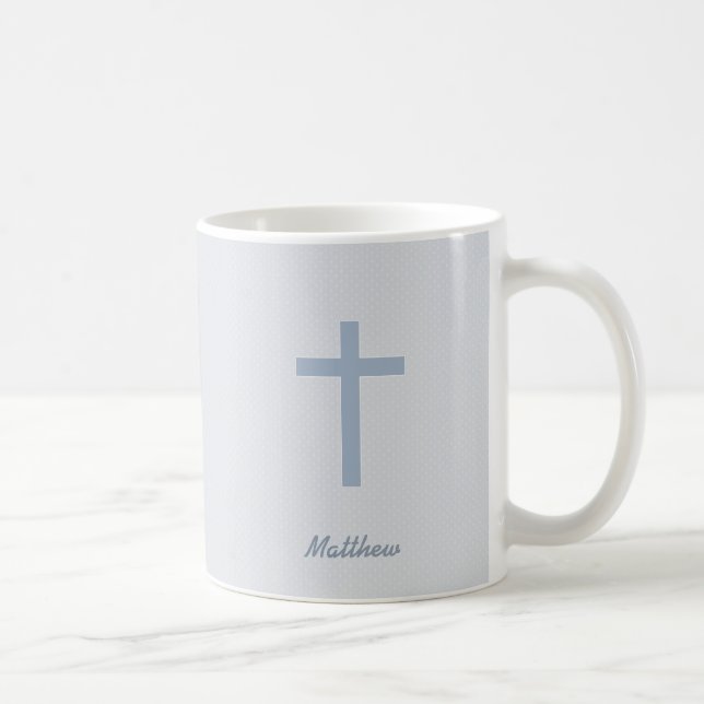 Communion Pastel Blue Cross Coffee Mug (Right)