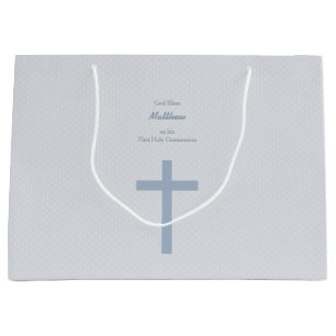 Communion Pastel Blue Cross Large Gift Bag