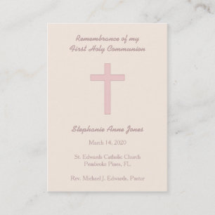 Communion Pastel Pink Cross Business Card