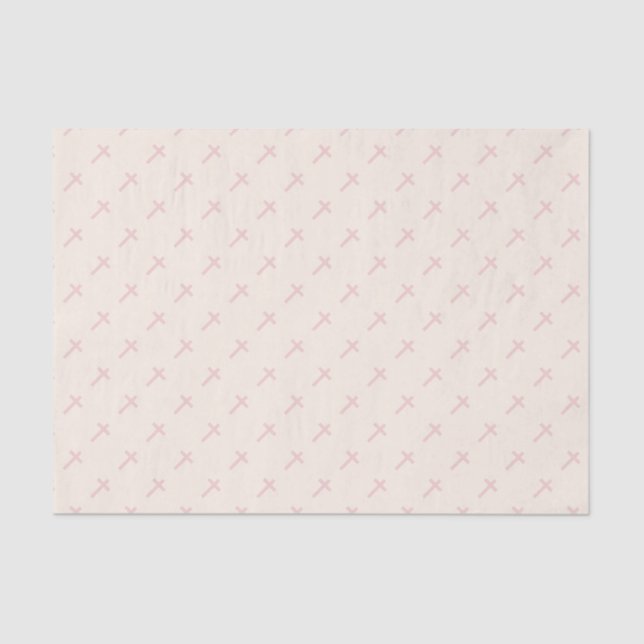 Communion Pastel Pink Cross Tissue Paper (Front)