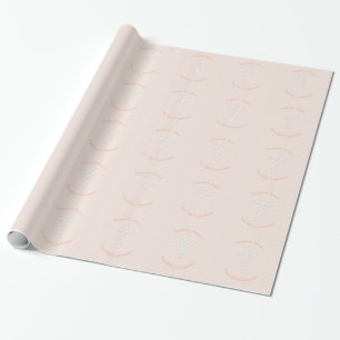 Communion Peach Vines and Stripes Wrapping Paper