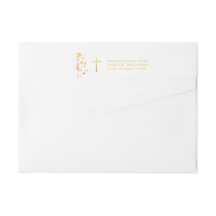 Communion Pink and Gold Confetti Wrap Around Label